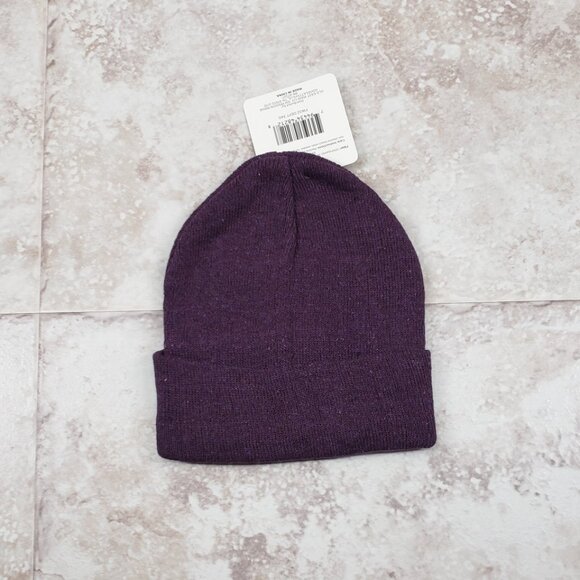 Adult Basic Beanie Cap Cuffed Eggplant Hat OS Solid Color Tight Knit Toboggan - Picture 1 of 7